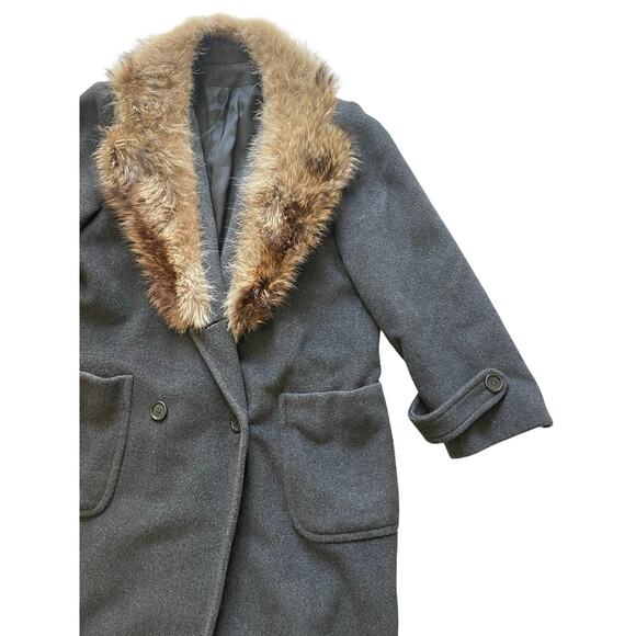 Vintage Fur Coat Paul Levy 100% Wool Gray Brow Large - Picture 5 of 13